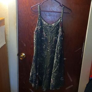 Torrid, spaghetti strap dress, green with floral print, size 2